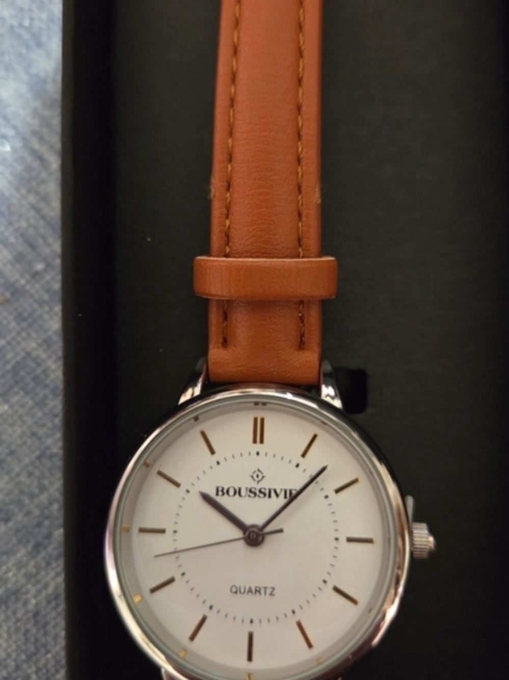 Boussivie Brown Leather Strap Watch